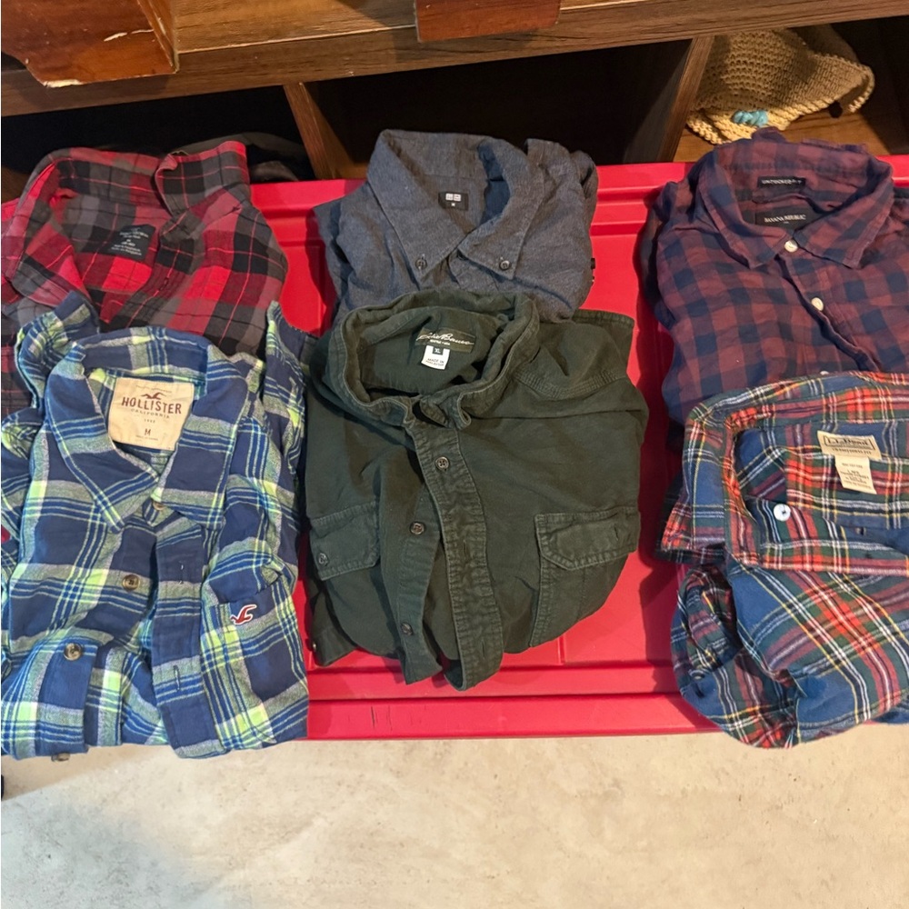 Men’s Flannel Shirt Bundle – Eddie Bauer, L.L. Bean, Hollister